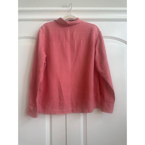 Units Pink Collar Button Down 100% Linen Pink Collar Button Down - Picture 7 of 8